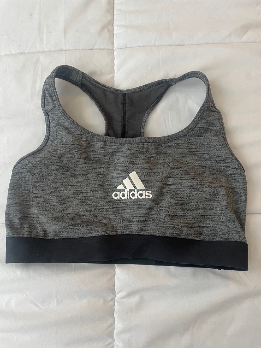 adidas Heather Gray Sports Bra with Black Band